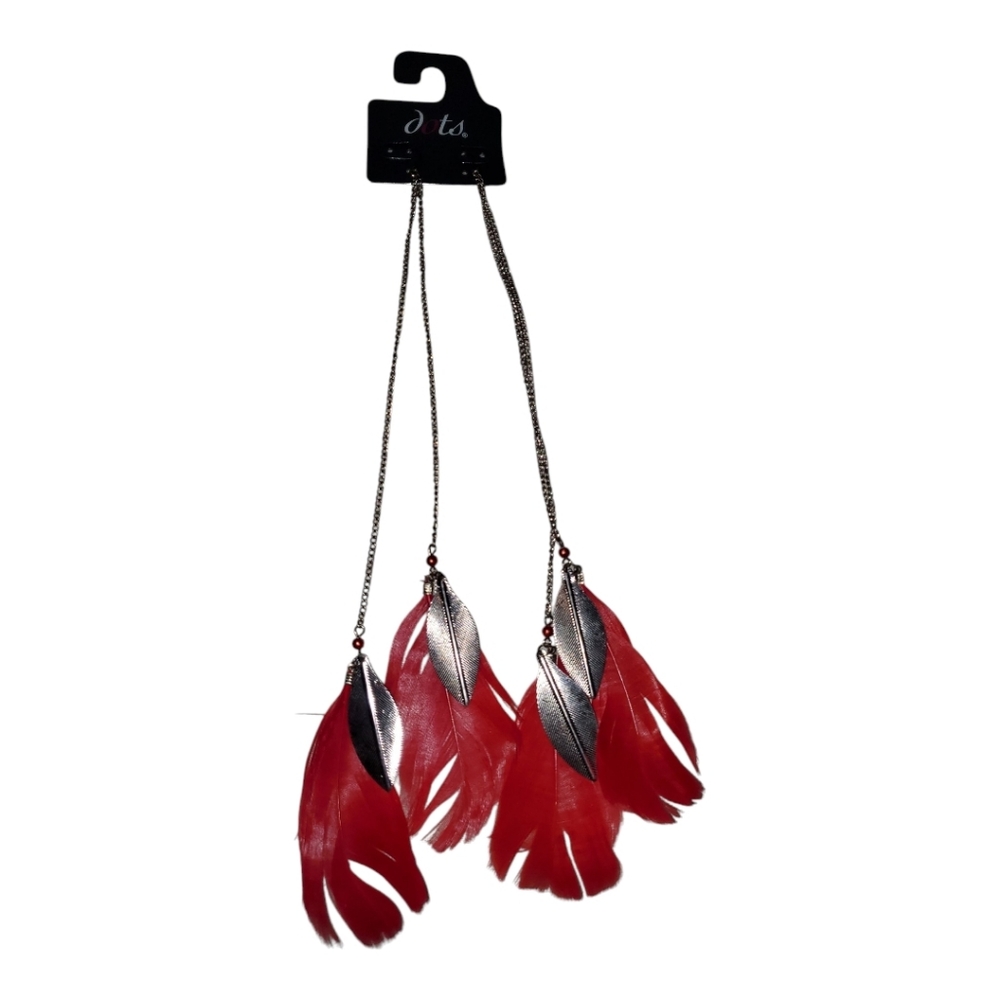 ʕ·ᴥ·ʔ Red Feather Earrings